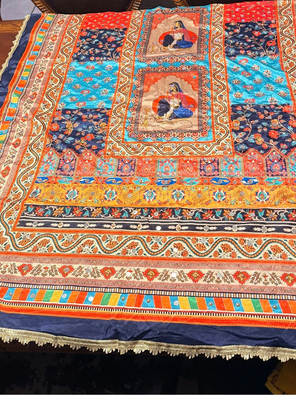 Printed Women crepe dupatta with mirrors
